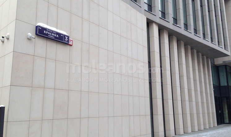 Beige limestone cladding - Moscow