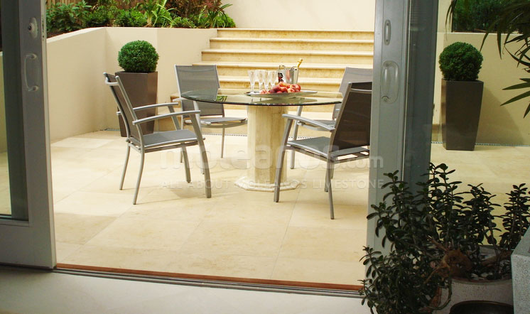 Jura Beige limestone garden paving