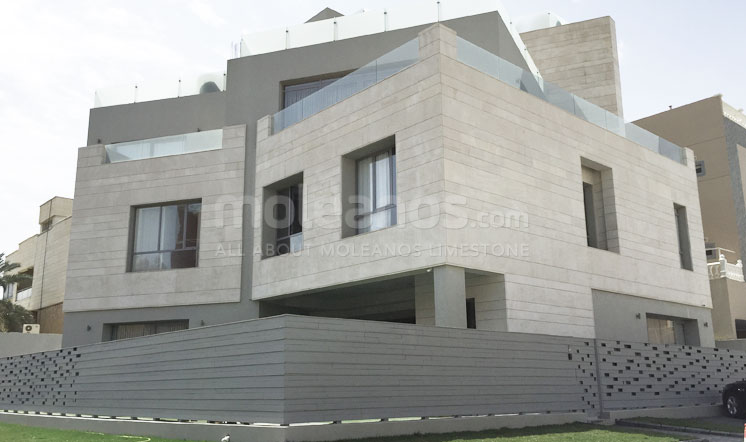 Beige limestone cladding