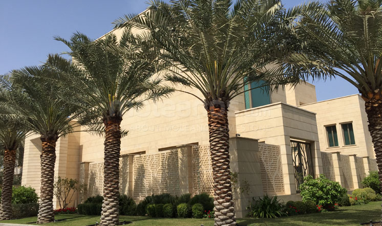 Beige limestone cladding