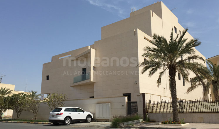 Beige limestone cladding