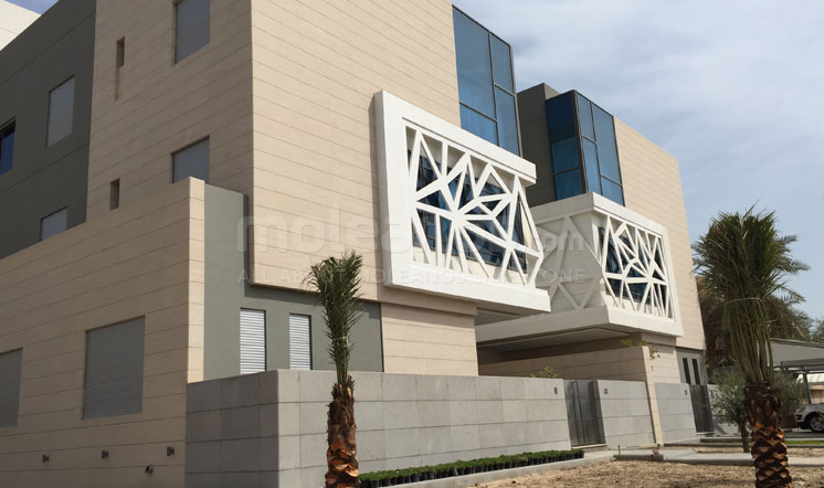 Beige limestone cladding