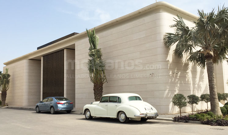 Beige limestone cladding