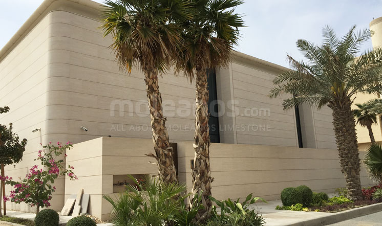 Beige limestone cladding